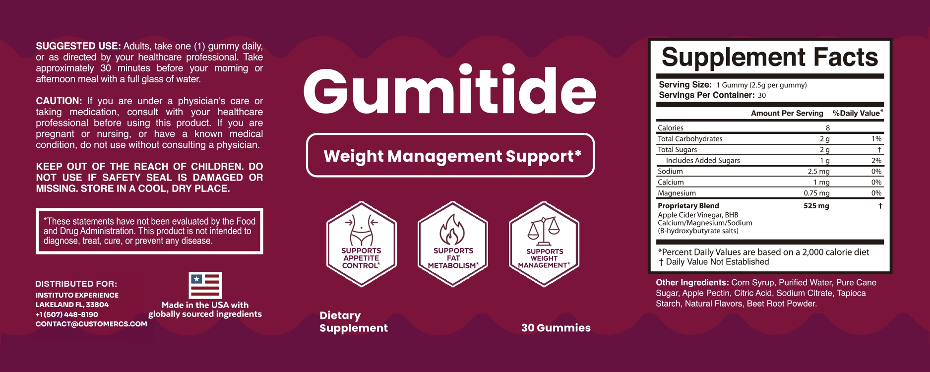 Gumitide Supplement Facts
